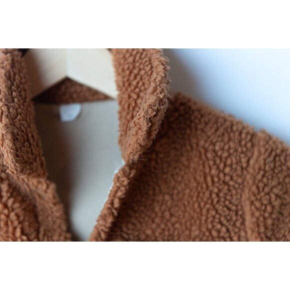 JCrew Crewcuts Girl's Size M 8-9 Shaggy Fleece Jacket Full Zip Brown - Picture 8 of 10